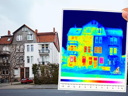 Thermografische foto van de gevel