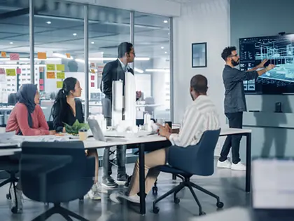 People working in a meeting room